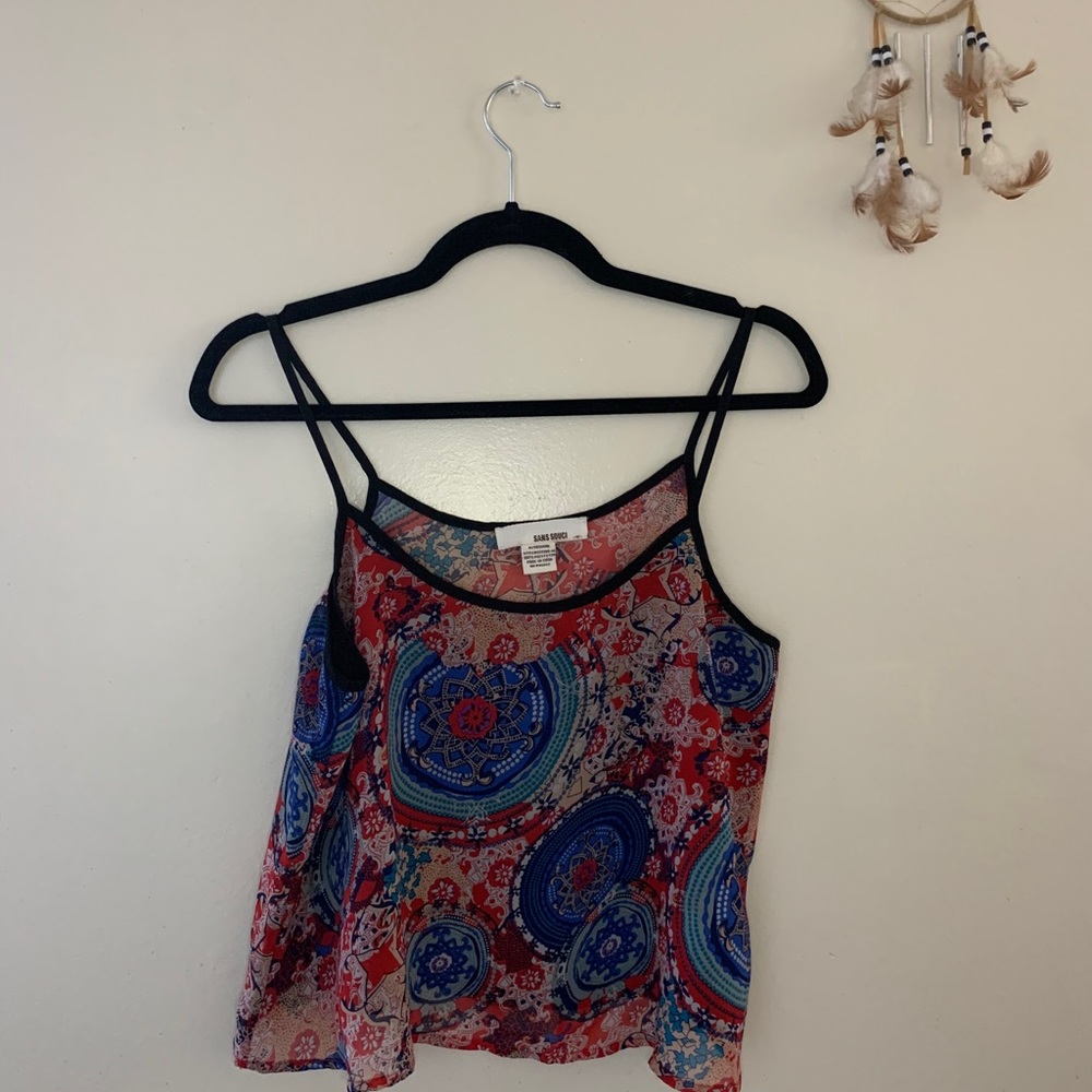 Boho red mandala tank top